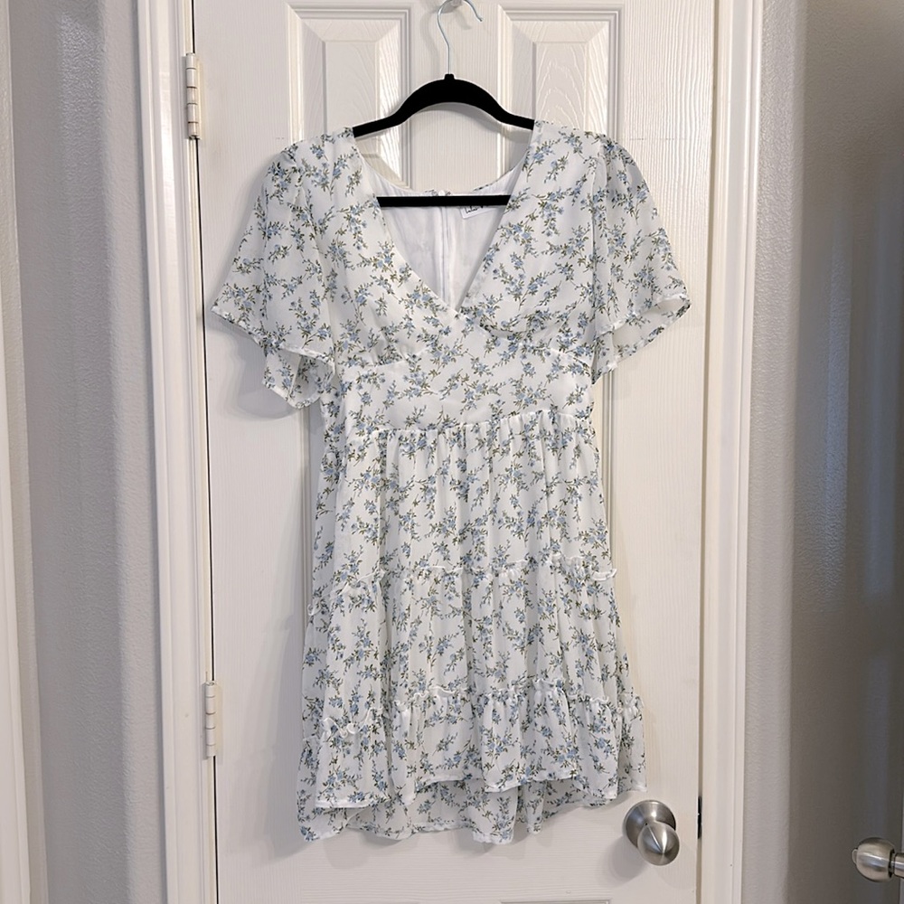 Lulus x Lush white floral dress